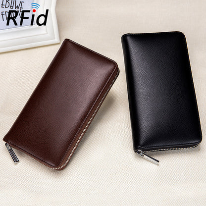 Rfid Many Departments Men Wallet Cow Genuine Leather 36 Slots Card Holder Cell Phone Pocket Male Wallets Clutch Man Long Purs