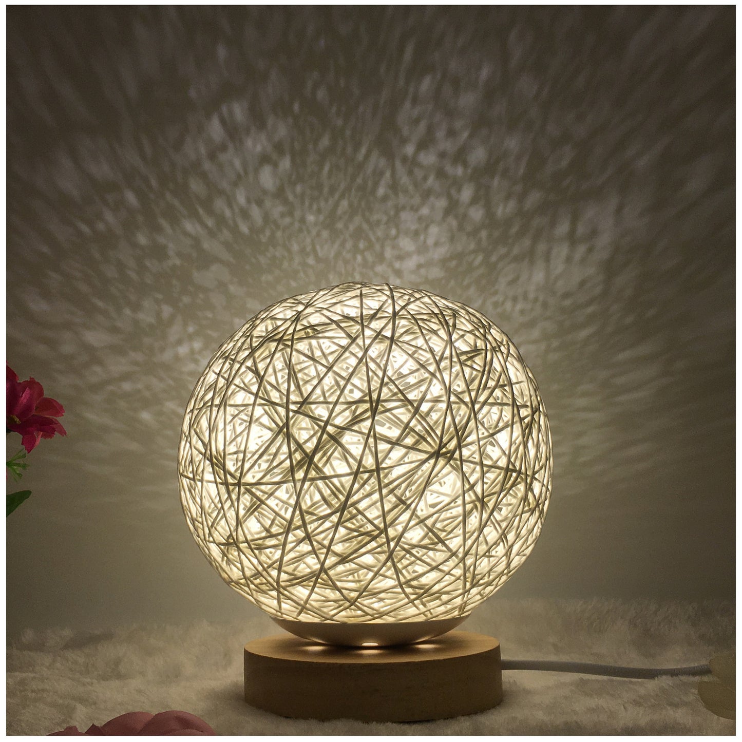Amazon Hot Selling Creative Linen Table Lamp Novel and Unique LED Intelligent USB7 Color RGB16 Color Remote Control Rattan Ba