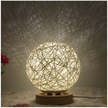 Amazon Hot Selling Creative Linen Table Lamp Novel and Unique LED Intelligent USB7 Color RGB16 Color Remote Control Rattan Ba