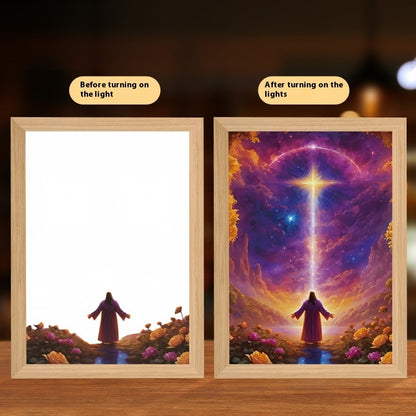 Jesus LED Light Painting Home Decoration Light Painting Photo Frame Led Night Light Room Decor Christmas Gifts Moon Lamp 1854