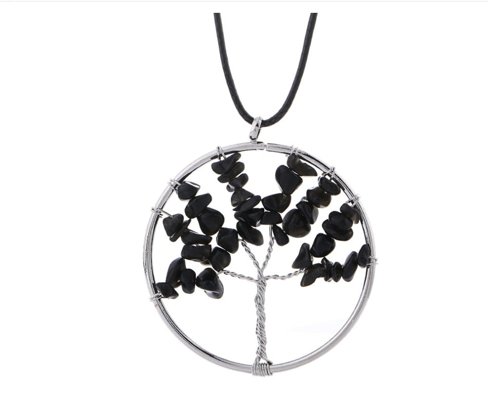 Natural gravel crystal life tree natural stone rich tree colorful necklace 1857628872653