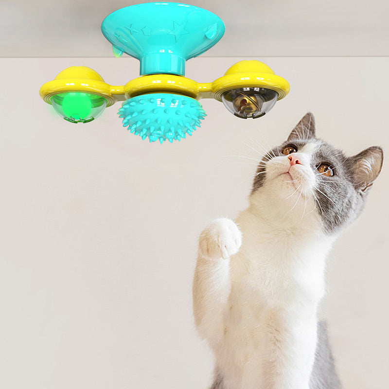 Cat Rotating Windmill Multi-Function Toys Itch Scratching Device Teeth Shining Toy 1858669213817