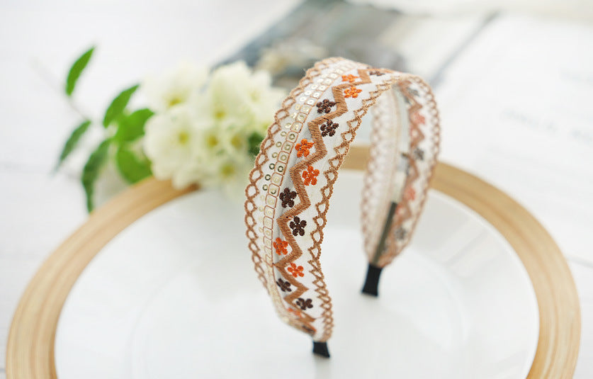 Embroidered lace headband 1862936402484
