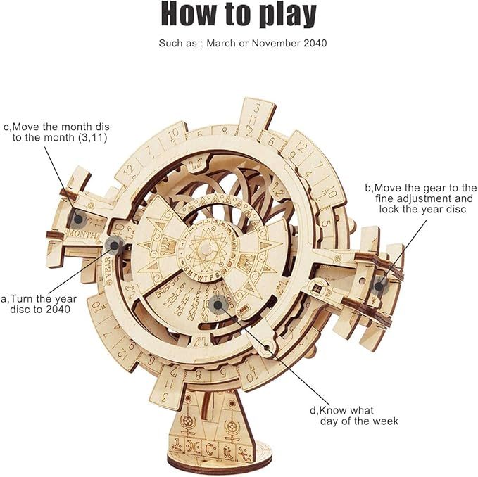 ROBOTIME 3D Puzzles Perpetual Calendar Wooden Model Kits Brain Teasers Sets LK201 1864903681670123520