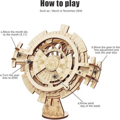 ROBOTIME 3D Puzzles Perpetual Calendar Wooden Model Kits Brain Teasers Sets LK201 1864903681670123520