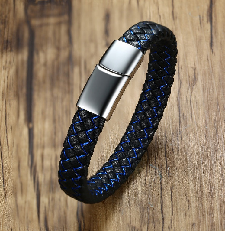 Bracelet foreign trade e-commerce trend tide section does not package explosion models men's bracelets microfiber leather bra