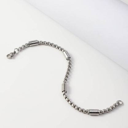 Men's Square Pearl Tube Chain Stainless Steel Bracelet 1868b849 490e 4862 98bc 614f49bf96ea