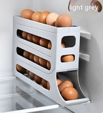 Refrigerator 4-Layer Automatic Egg Roller Sliding Egg Tray Refrigerator Side Door Large Capacity Holder Egg Storage Box Kitch