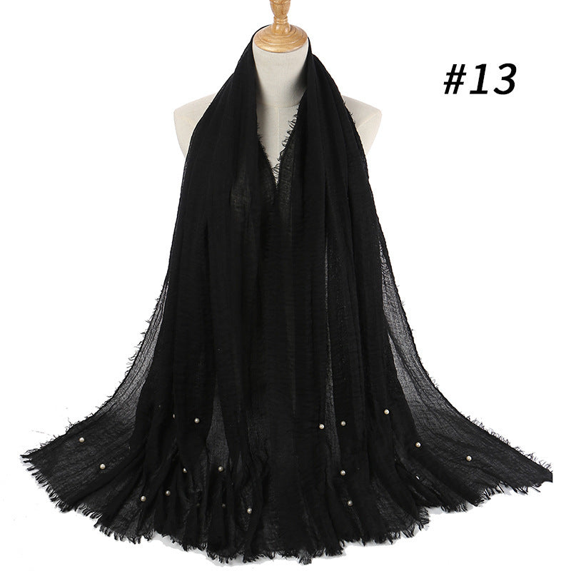 Cotton and linen crumpled monochrome scarf 1874780288226