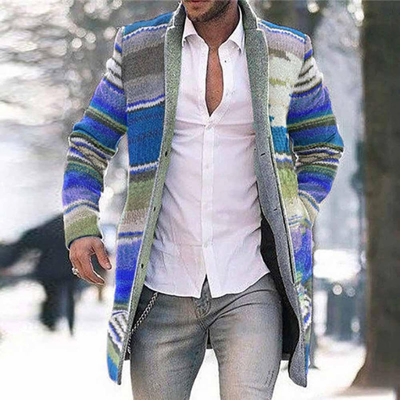 Mid-length Cardigan Casual Trench Coat Men 1878336944510