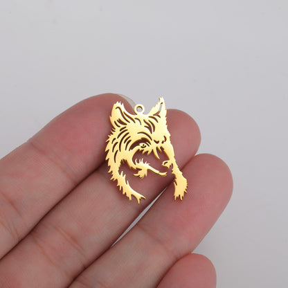 Vintage Wolf Head Animal Stainless Steel Pendant Accessories