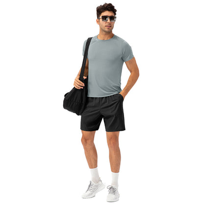 Men's Loose Running Quick Drying Clothes Round Neck T-shirt Sweat-absorbent Breathable Fitness Sports Casual Short Sleeve Clo
