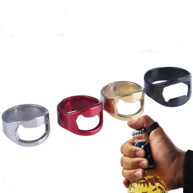 Four Colors Stainless Steel Finger Ring Ring-Shape Beer Bottle Opener for Beer Bar Tool 1885126464611