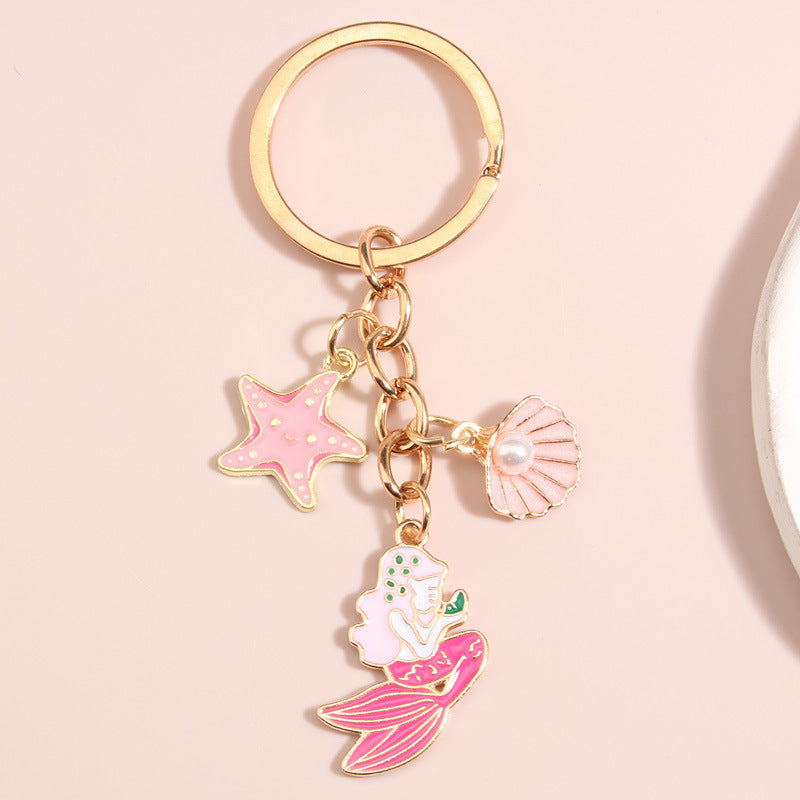 Creative Shell Starfish Mermaid Alloy Drip Keychain Pendant 18884cde d9cc 4538 ab74 b5d89c1042e3