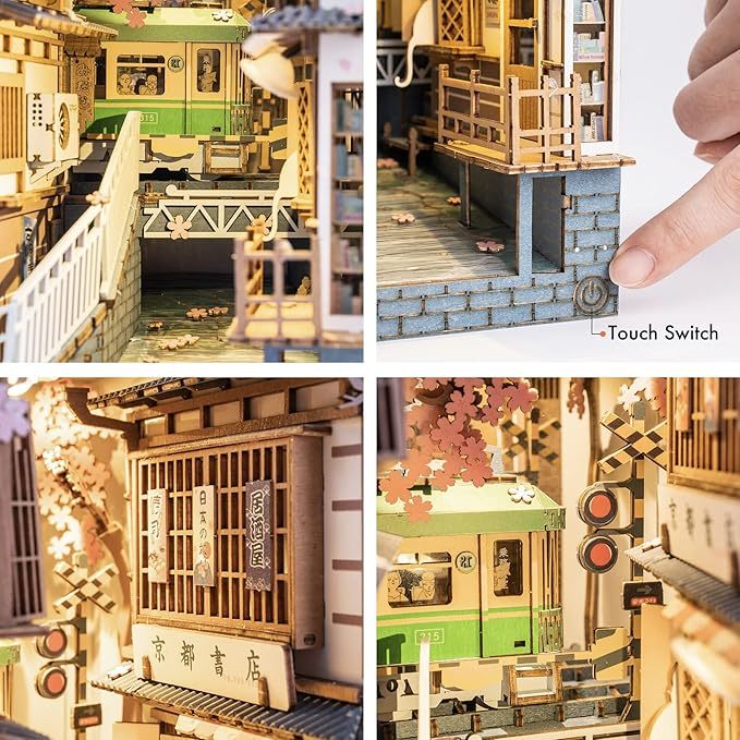 ROBOTIME Rolife DIY Book Nook Kit Bookend Stand Bookshelf Insert Bookcase Miniature Doll House Light 3D Puzzles TGB01-09 1892