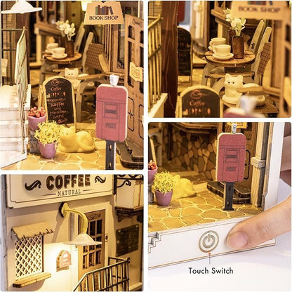 ROBOTIME Rolife DIY Book Nook Kit Bookend Stand Bookshelf Insert Bookcase Miniature Doll House Light 3D Puzzles TGB01-09 1892