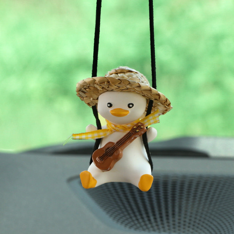 Car Pendant Cute Anime Little Duck Swing Auto Rearview Mirror Hanging Ornaments Interior Decoraction Accessories For Girls Gi
