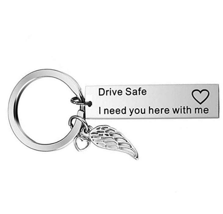 8 Styles Stainless Steel Key Chain Drive Safe I Need You Here With Me Keychain Couples Jewelry Engraved Car Key Chain SP1456 - HD Wireless Product #6