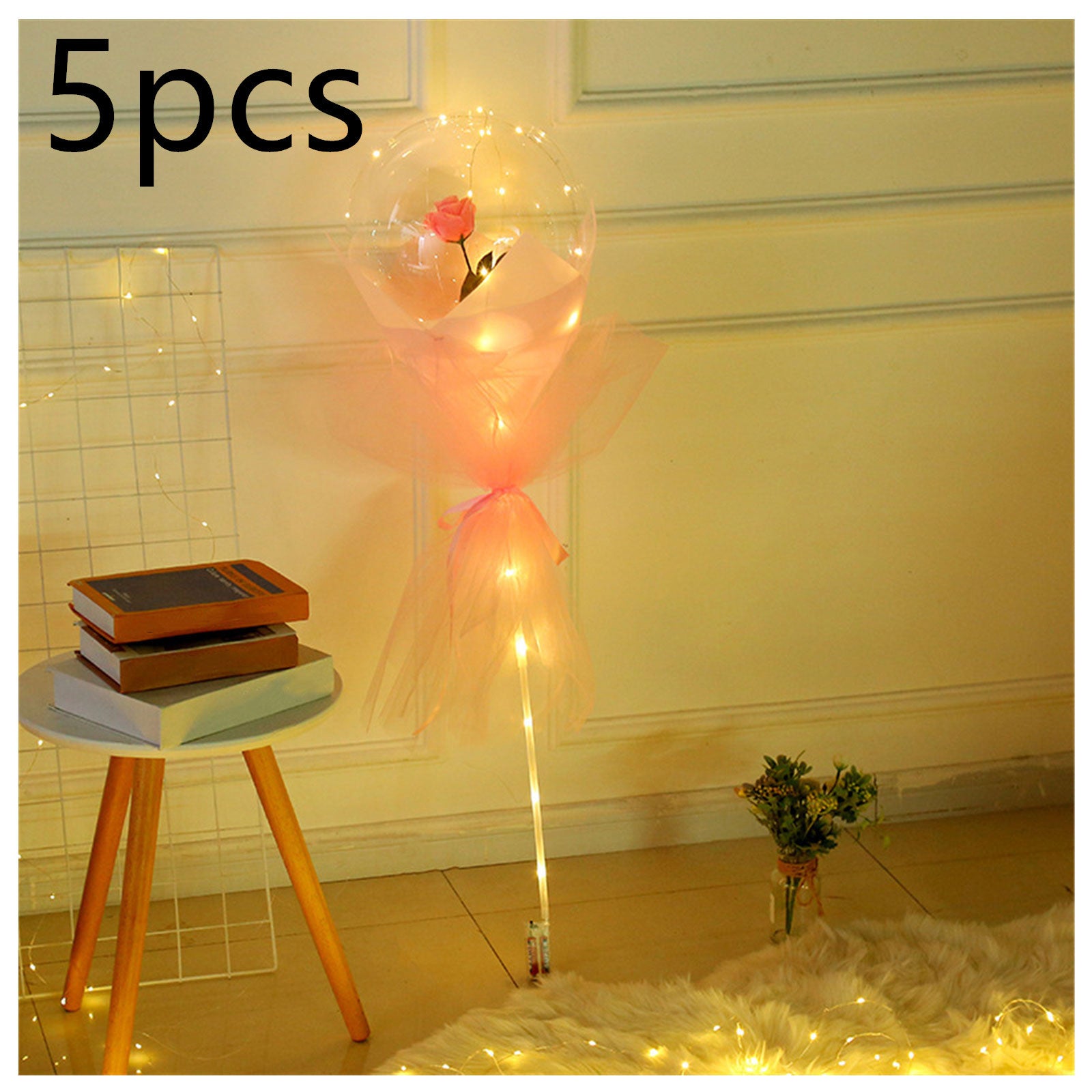 LED Luminous Balloon Rose Bouquet Transparent Bobo Ball Rose 1895672257313