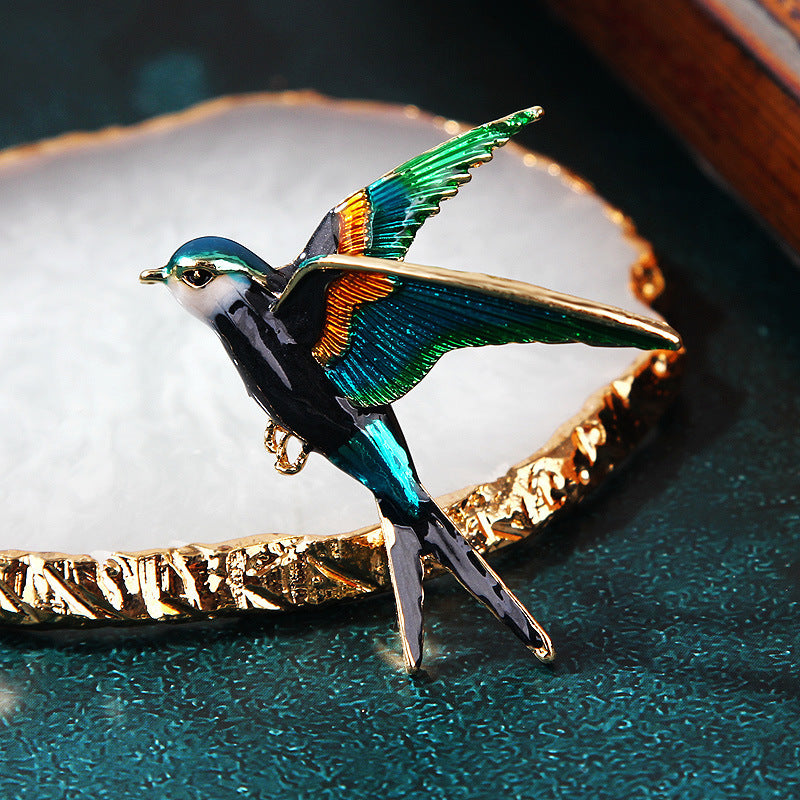 Alloy Diamond Color Swallow Brooch 1895844337661