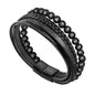 Titanium Steel Leather Rope Bracelet String Beads Hand-woven 18a9fa12 447a 43cb 8ffc bfdf87336b96