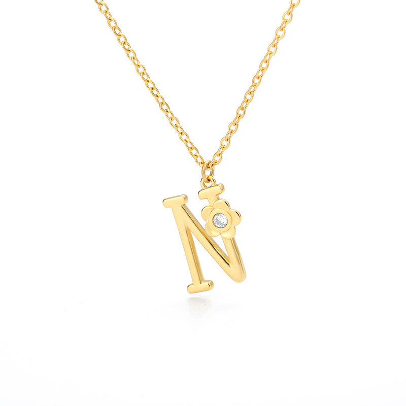 Rose English Alphabet Pendant Necklace 18b0b57c 2e5d 42aa 9dda c5aeec38460e