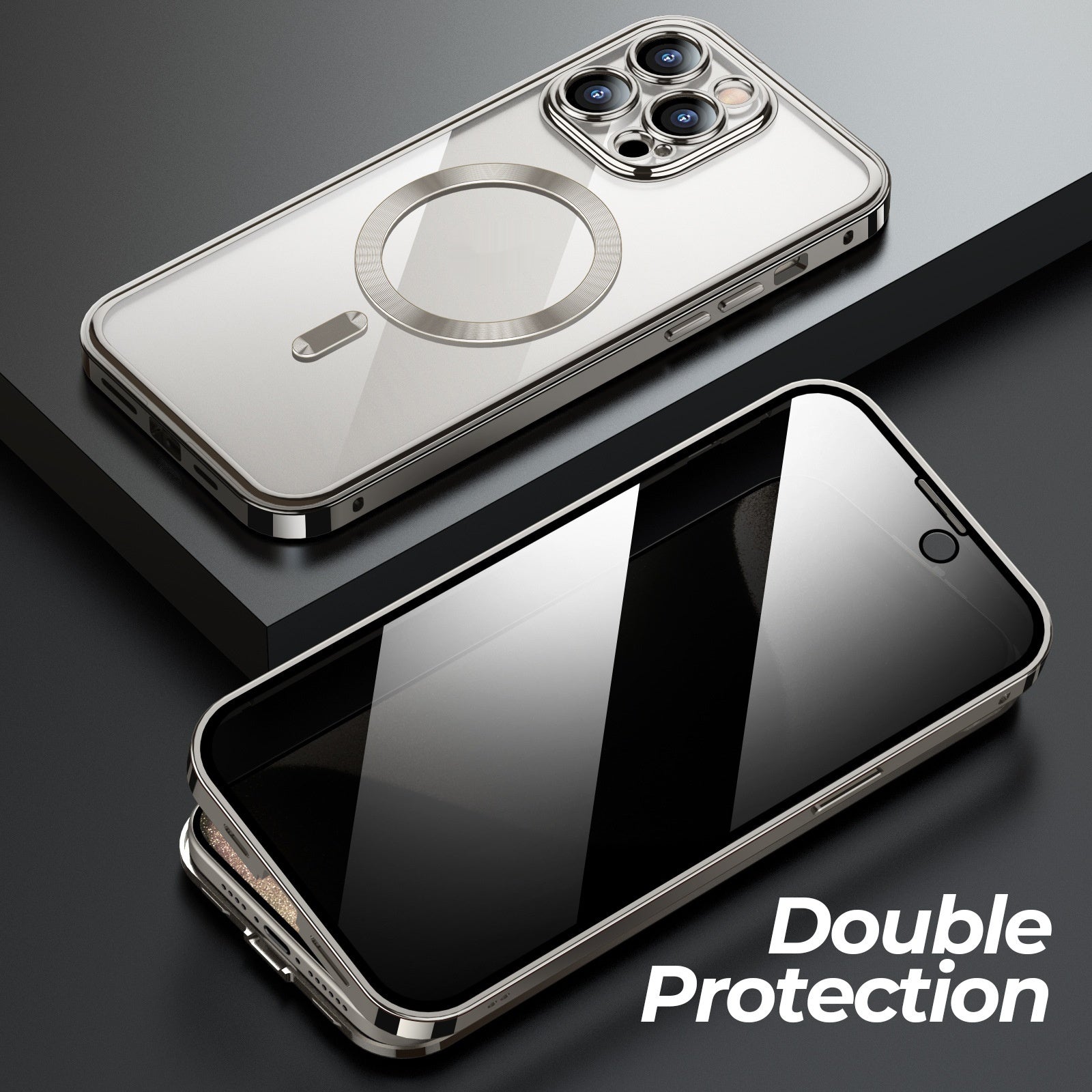 Anti-Privacy Metal Buckle Magnetic Support Wireless Charging Double-Sided Lens Full Cover Phone Case Protective Cover 18bd0d3