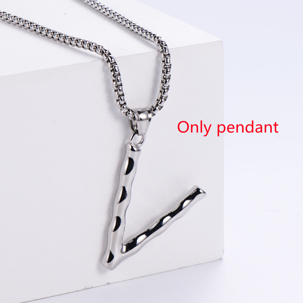 Three-dimensional 26 English Letter Pendant Necklace Fashion Jewelry Titanium Steel Couple Ornament 18c29270 63b5 4cf6 b366 5