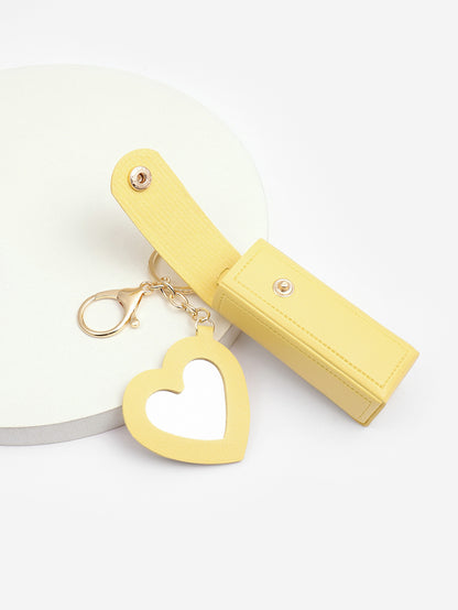 Glass Mirror Keychain Pendant Cross-border Pu Love Lipstick Pack