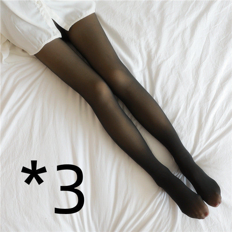 Fake Translucent Plus Size Leggings Fleece Lined Tights Fall And Winter Warm Fleece Pantyhose Women Fleece Lined Pantyhose Th