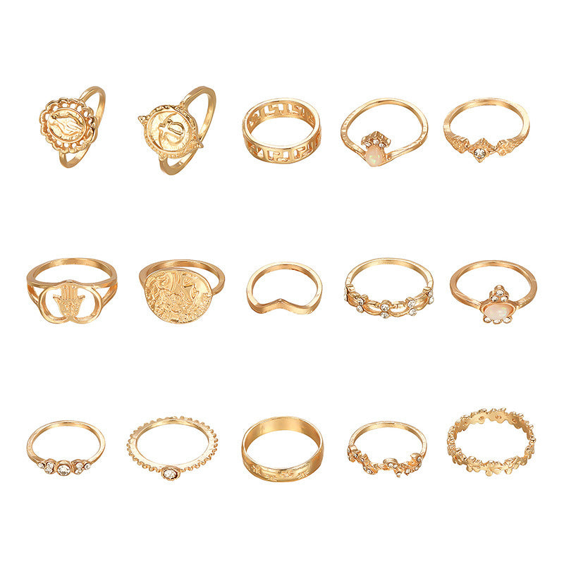 15-piece Set Of Joint Rings With Personality Geometry - HD Wireless Product #3
