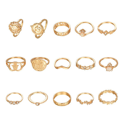 15-piece Set Of Joint Rings With Personality Geometry - HD Wireless Product #3