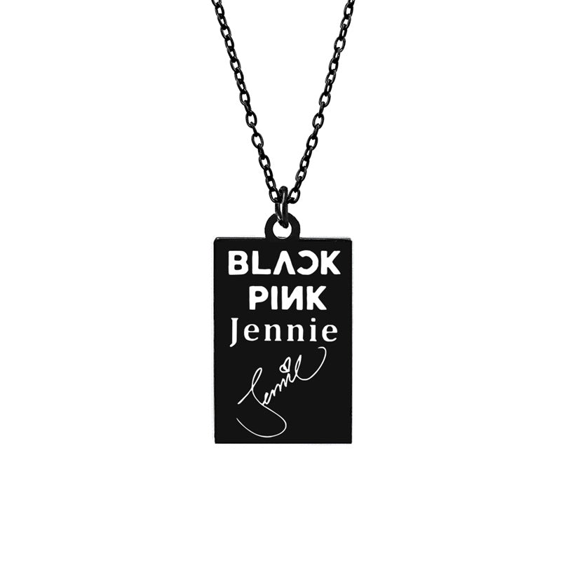 KPOP Jisoo Lisa Jennie Rose Signature ID Pendant Necklace 19028961 0fec 4e93 9d3b 5ce9afea7eef