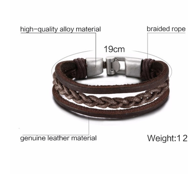Alloy lucky figure 8 leather bracelet 1902975066170