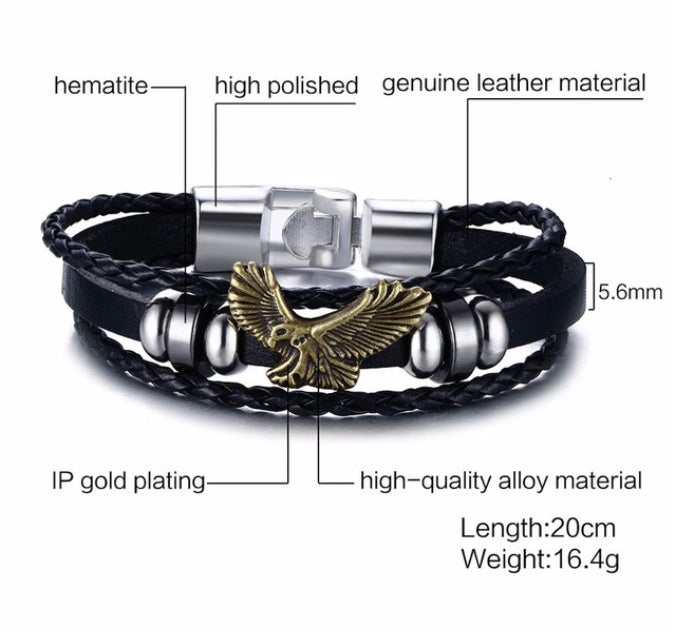 Alloy lucky figure 8 leather bracelet 1903731494993
