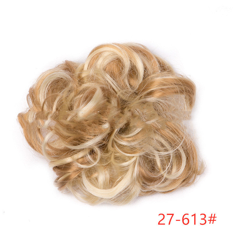 Europe, Japan, and South Korea popular hair bun fluffy natural drawstring curly hair ball head hair ring hair set female hair