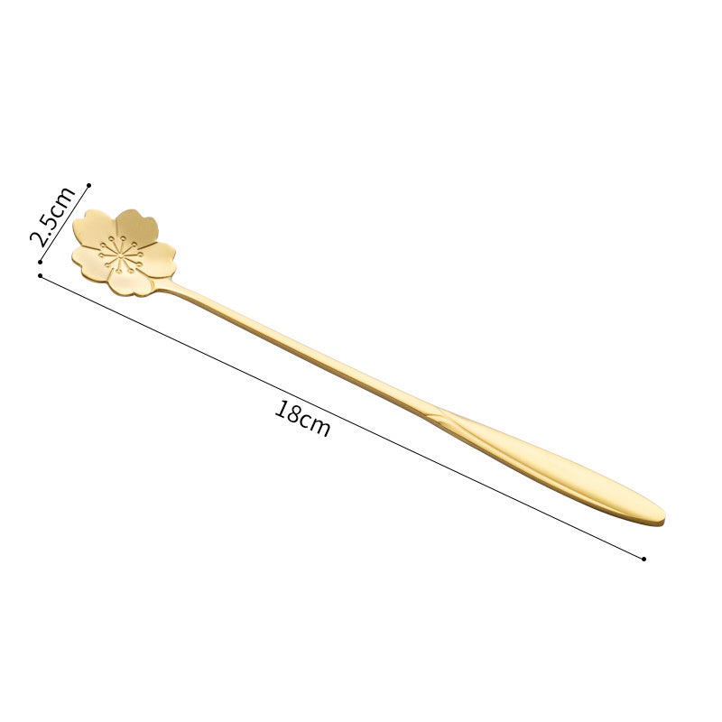Stainless Steel Korean Spoon Long Handle Cherry Blossom Stirring 190daaee 73a4 43ef 8b55 c1e3547e6364