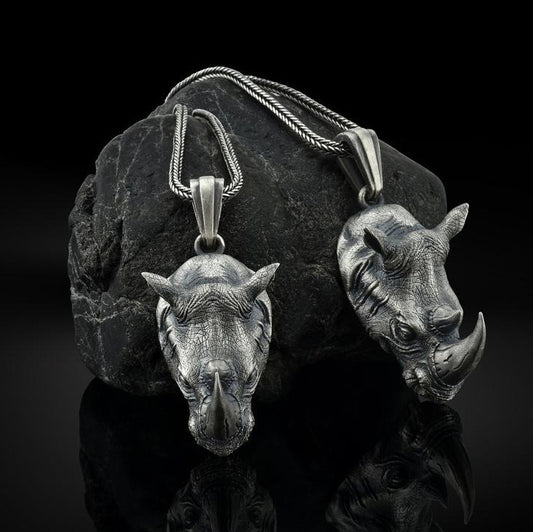 Wild Rhinoceros Head Pendant Men's Domineering Necklace Animal Personality All-match Sweater Chain 1911be76 d47f 4c84 aacc 81
