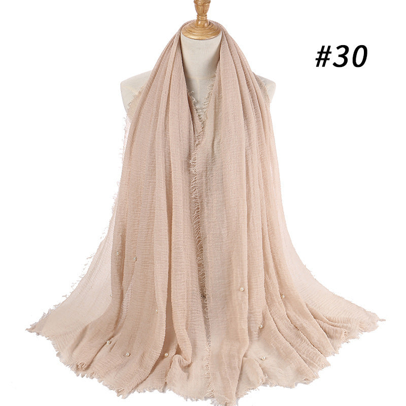 Cotton and linen crumpled monochrome scarf 1914669584478