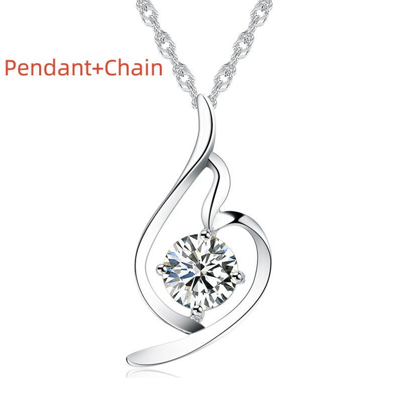 925 Sterling Silver Pendant Chain soft ladies fashion accessories pendant diamond silver jewelry Korean Korean Fashion Necklace - HD Wireless Product #11