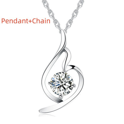 925 Sterling Silver Pendant Chain soft ladies fashion accessories pendant diamond silver jewelry Korean Korean Fashion Necklace - HD Wireless Product #11