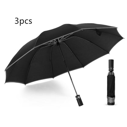 Inverted Umbrella Travel Portable Windproof Folding Umbrella,10Ribs Auto  Close Umbrella,Reflective Stripes For Night Safety 