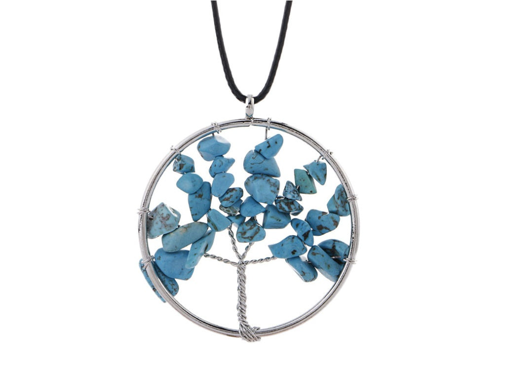 Natural gravel crystal life tree natural stone rich tree colorful necklace 1926840500714