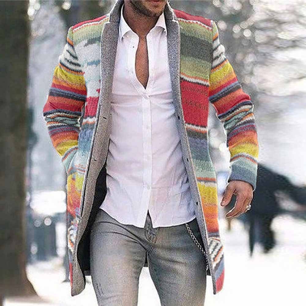 Mid-length Cardigan Casual Trench Coat Men 1928455778005