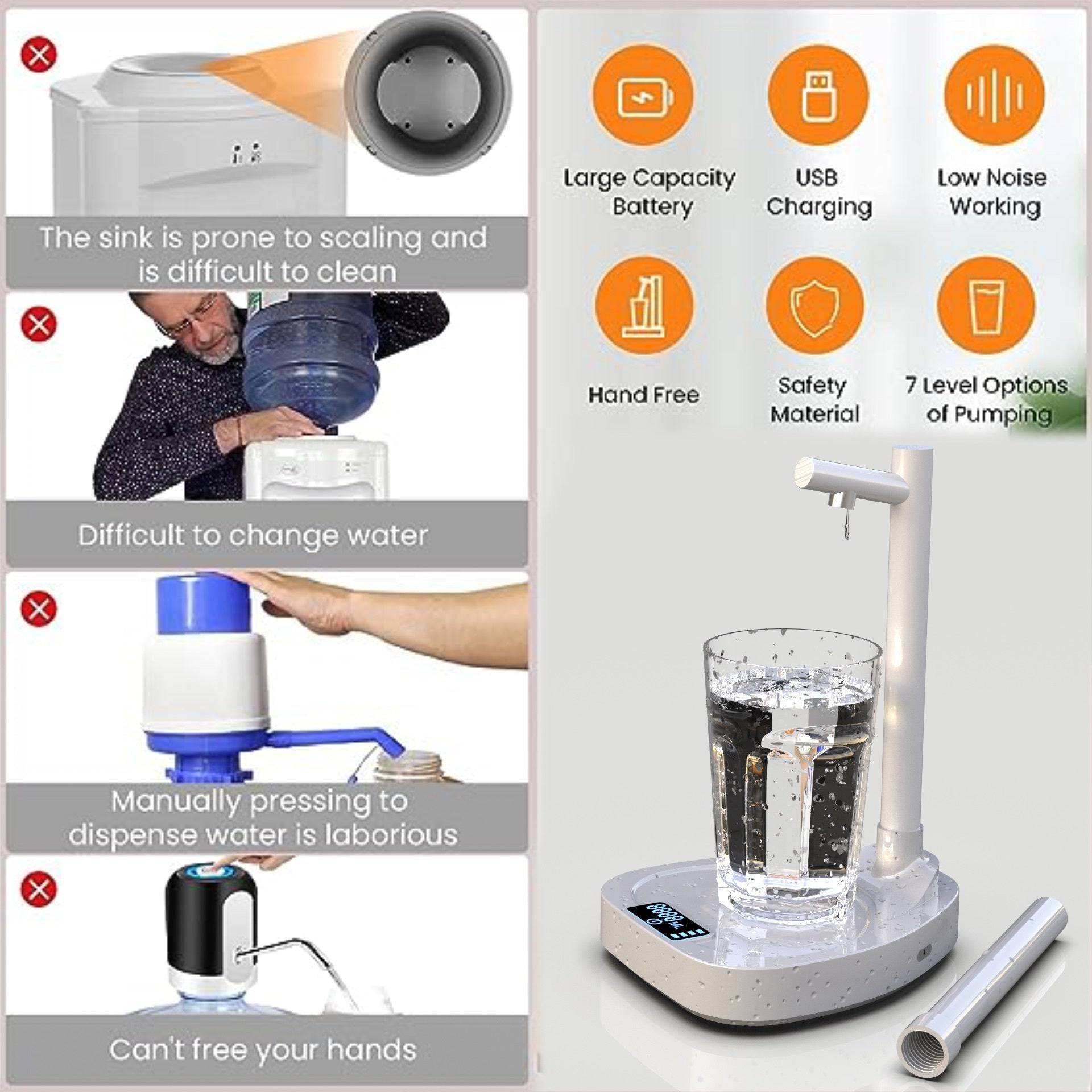 Added Extension Tupe Water Dispenser Automatic Water Bottle Desktop Rechargeable Water Dispenser With Stand 192859fb 914f 49b
