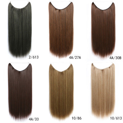 22 inches Invisible Wire No Clips in Hair Extensions Secret Fish Line Hairpieces Silky Straight Synthetic - HD Wireless Product #2