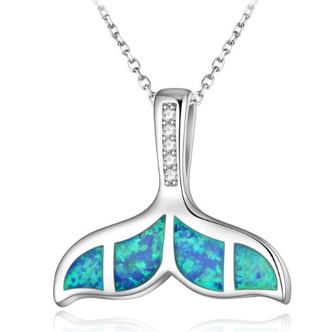 Fashion silver filled blue opal sea turtle pendant necklace for women female Animal wedding ocean beach jewelry gift 19327810