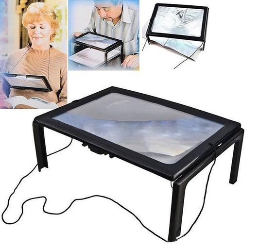 Desktop Magnifying Glass With 4 Led Lights Ultrathin A4 FullPage Large Reading Magnifier The Good Gift For Elders HY52 - 图片 1