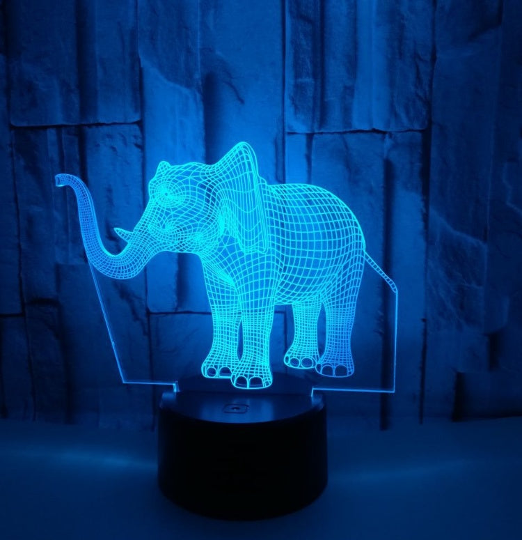New elephant 3D light Colorful touch 3D LED visual light Gift decoration 3D small table lamp 1933191303679
