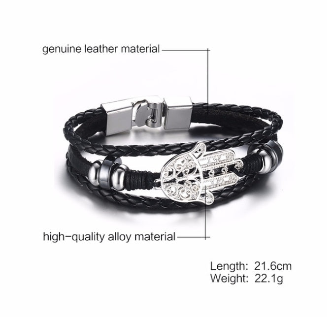 Alloy lucky figure 8 leather bracelet 1935941123404